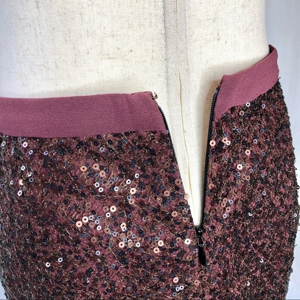 J. Crew Stardust sequin pencil skirt burgundy 0